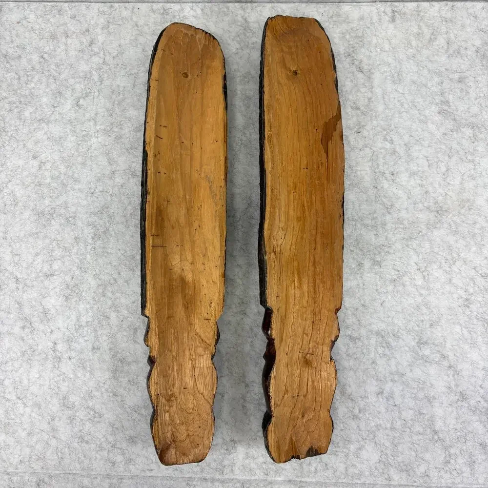 Vintage 1970s Hawaiian Carved Wood Tiki Couple – Wall Art Pair 18.5